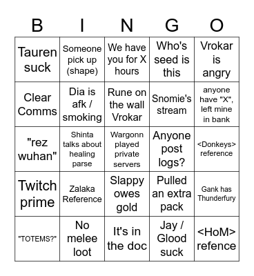 <Mandatory Fun> Bingo Card