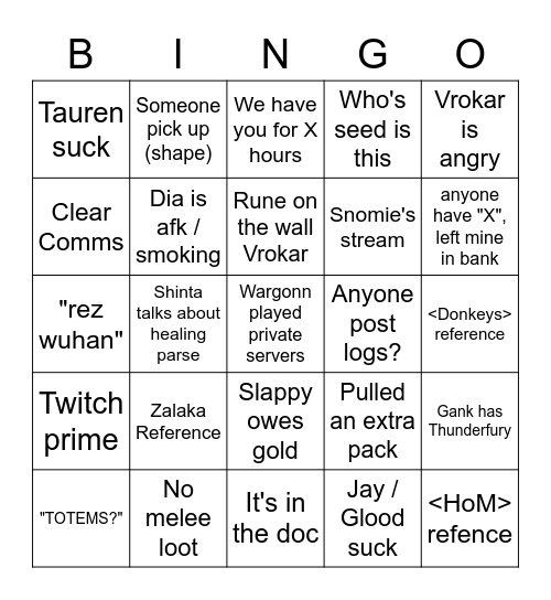 <Mandatory Fun> Bingo Card