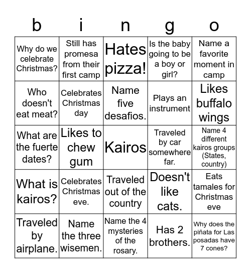 kairos bingo Card