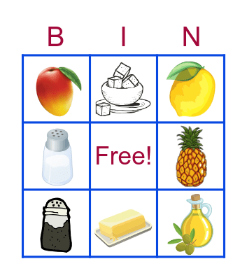 FOOD Bingo Card