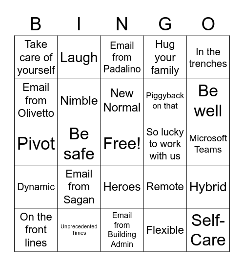 Email Holiday Bingo Card
