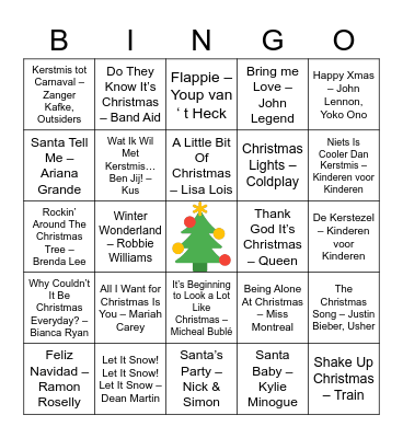 Muziekbingo Kerst Bingo Card