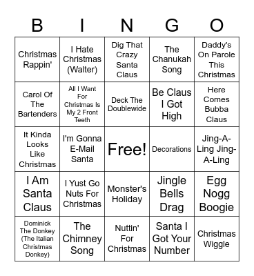 Christmas Music Part 2 Bingo Card