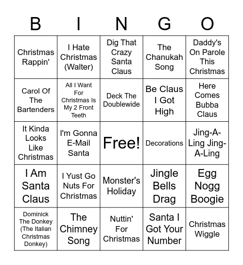 Christmas Music Part 2 Bingo Card