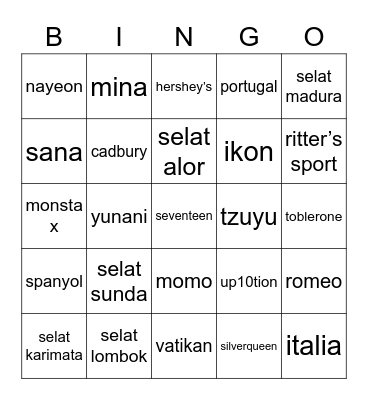 Soojung Bingo Card