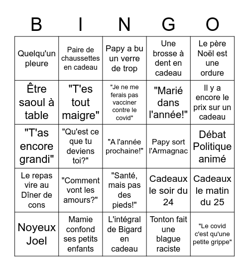 Bin'kro Bingo Card