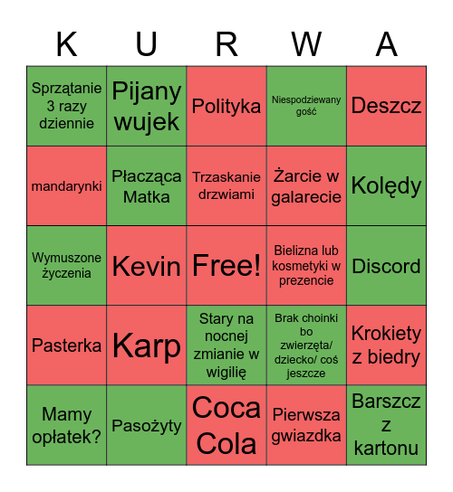 Super Święta Bingo Card