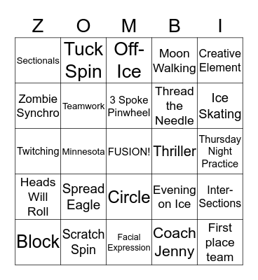 Fusion Zombie Bingo Card