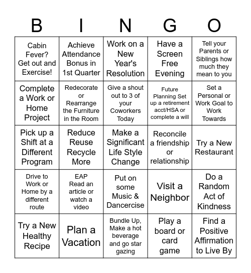 MOCO Wellness Bingo Card