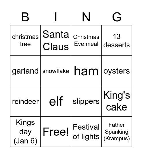 Les fetes d'hiver Bingo Card
