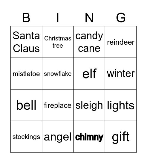 Christmas Bingo Card