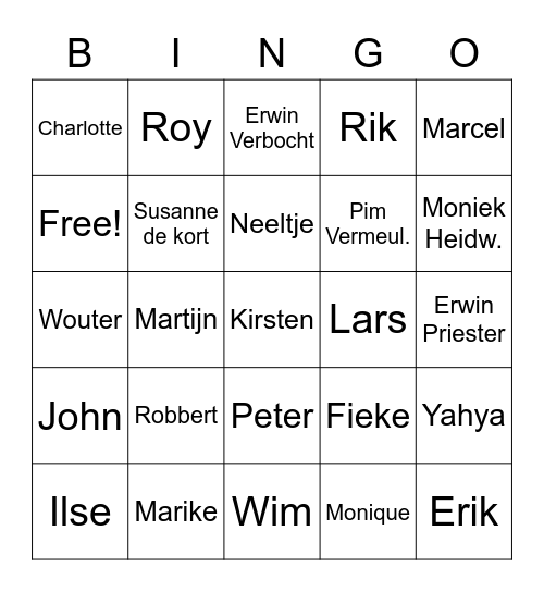 Nieuwjaarsbingo Vermetten Bingo Card