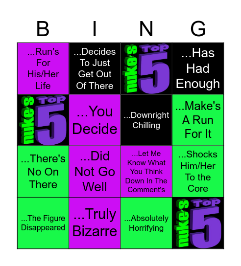 Nukes Top 5 Bingo Card