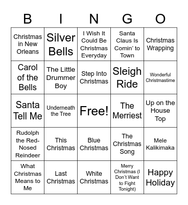 Band Bingo Card