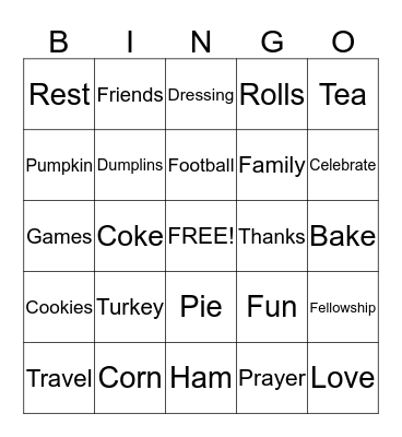 THANKSGIVING Bingo Card