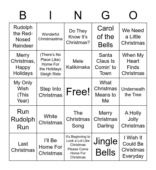 Band Bingo Card