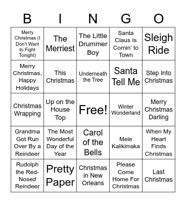 christmas Bingo Card