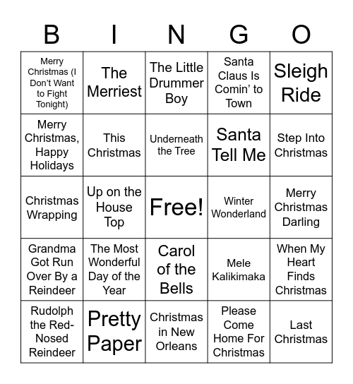 christmas Bingo Card