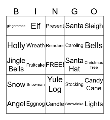 Christmas Bingo Card