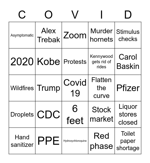 2020 Bingo Card
