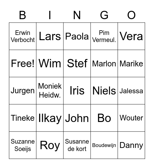 Nieuwjaarsbingo Vermetten Bingo Card