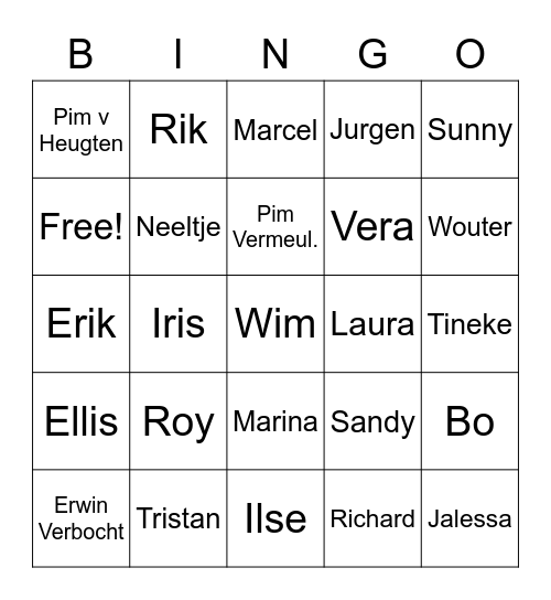 Nieuwjaarsbingo Vermetten Bingo Card