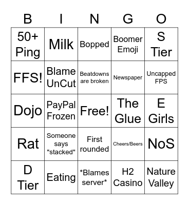 R1's Bingo. Bingo Card