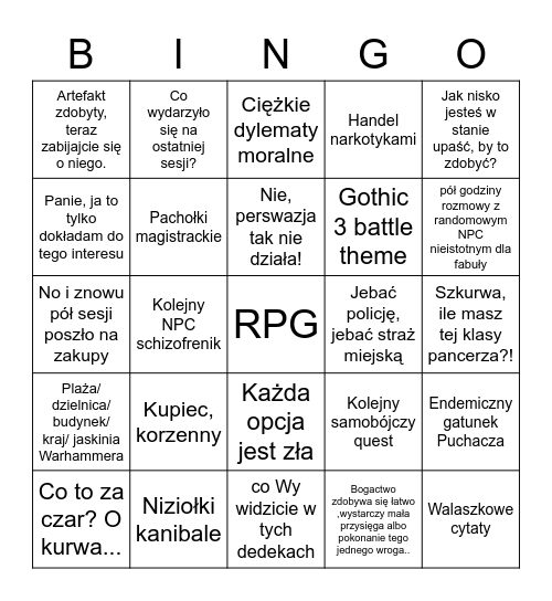 Sesje u Mańka Bingo Card