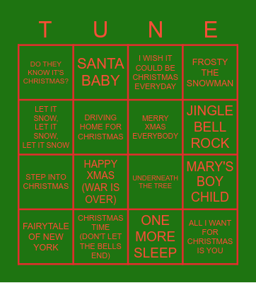 Xmas Songs Bingo Card