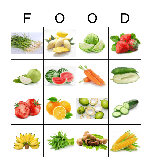 FOOD Bingo Card