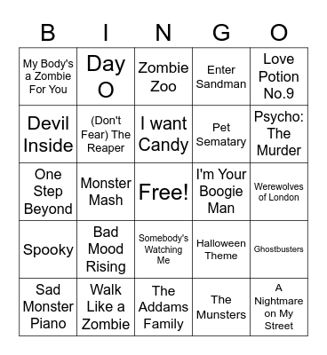 Halloween Bingo Card