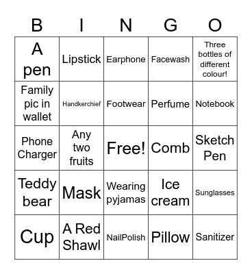 Bridal Shower Games Bingo Card