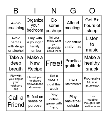 Tips for Staying Sober During Winter Holidays Bingo Card