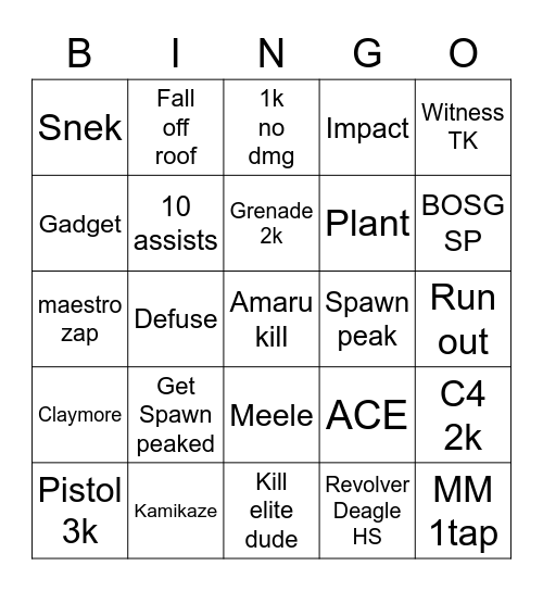 R6 Bingo Card