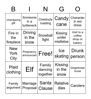 Christmas Movie Bingo Card