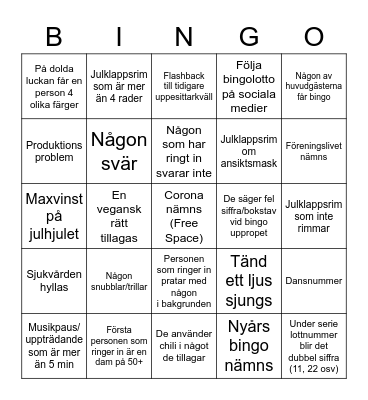 Uppesittarkväll Bingo Card