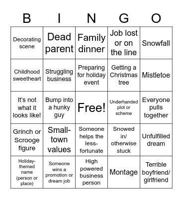 Christmas Movie Bingo Card