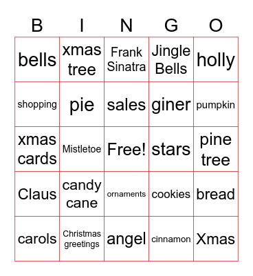 CHRISTMAS Bingo Card