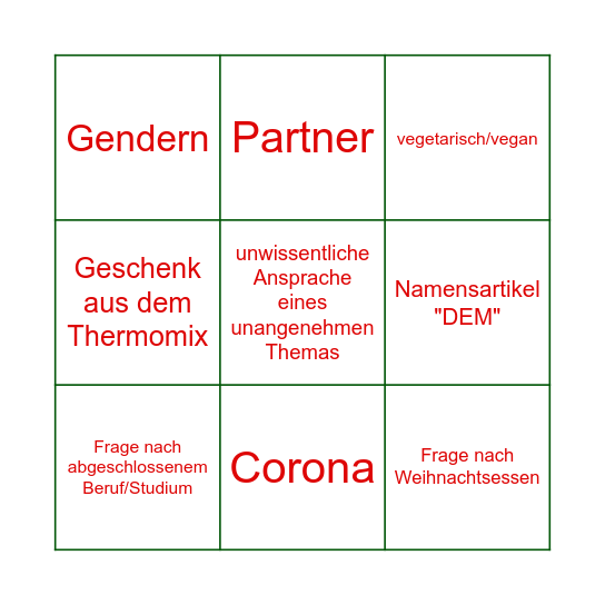 Secret-Wichtel-Bingo Card