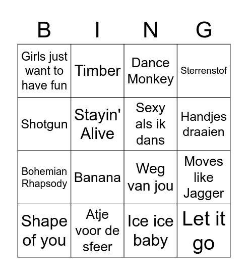 Muziekbingooo Bingo Card