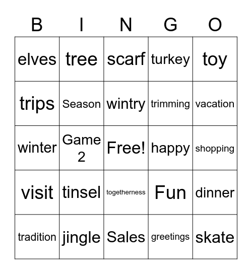 Holiday Bingo Card