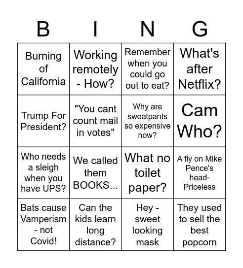 2020 Bingo Card