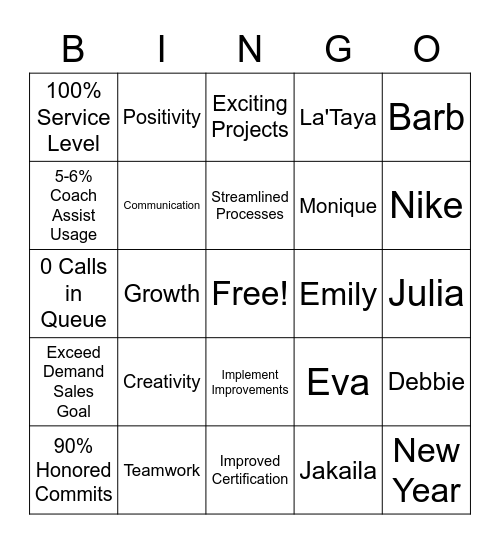 CRT Team 2021 Bingo Card