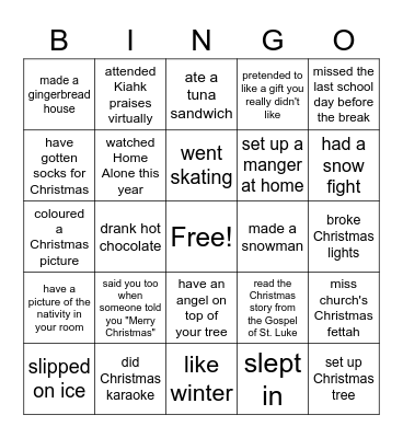 Christmas Bingo! Bingo Card