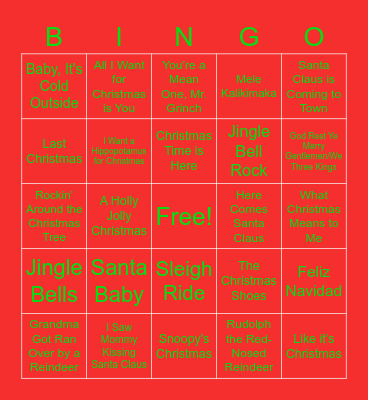 Christmas Music Bingo Card