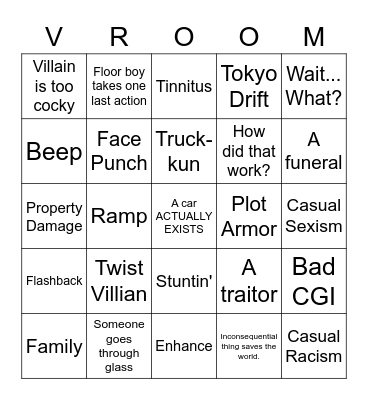 2 Fast 2 Fierce Bingo Card