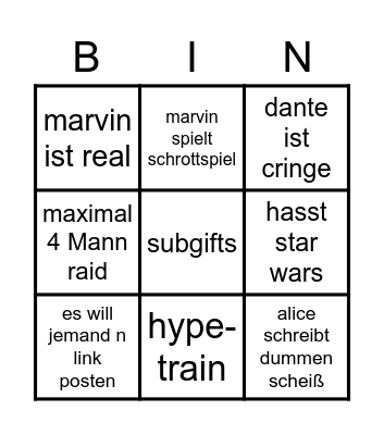 derMoerssias Bingo Card