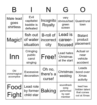 Holiday Movie Bingo Card
