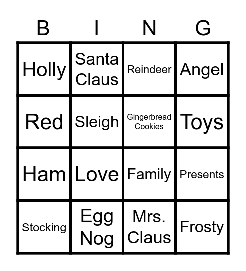Christmas Bingo Card