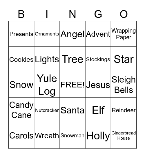Christmas Bingo Card